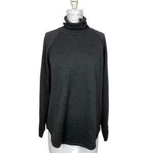 Jeanne Pierre Grey Turtleneck Sweater Curved Hem Tight Weave Size L Women